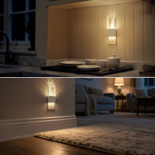 Image of DORESshop Night Lights Plug Into Wall, Bubble Acrylic Night Light | Foldable Plug Design, Dusk to Dawn Sensor, 3000K Soft White, Dimmable Nightlights for Bathroom, Hallway, Bedroom, 2 pcaks