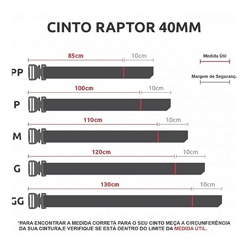 Cinto Tático Bélica Raptor 40mm Grafite M
