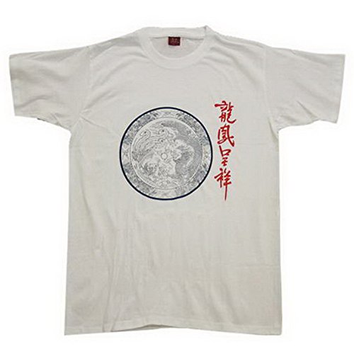 THY COLLECTIBLES Chinese Culture Crewneck T Shirt Dragon & Phoenix White (Asia L=US Medium)