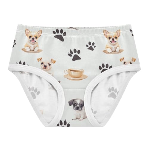 ZZKKO Puppy Dog and Paw Prints Girls Underwear Toddler Panties for Girls Comfort Brief Size 2T-8Y