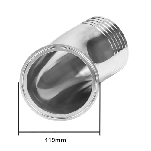 Image of DERNORD Sanitary Hose Barb Pipe Fitting 4 inch Tri Clamp (119MM Ferrule) 45 Degree Elbow Tube OD 4 inch /102MM