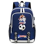 DFARYUP Cap-tain Tsu-basa Mochilas Escolares Niña, Capacidad Grande Anime Mochila de Impresión 3D, Mochila Dibujos Animados 3D Cosplay, Mochila(Blue)