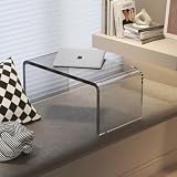 WNRJ アクリル製ローテーブル 高厚 耐荷重 30kg 丸みエッジ クリア モダンインテリア 多用途 リビング/洗面所用 (30*12*6cm)