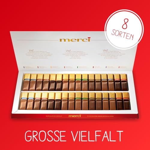 merci Finest Selection Große Vielfalt – 1 x 400 g – Erlesene Schokoladen-Spezialitäten – Gefüllte und nicht gefüllte Pralinen