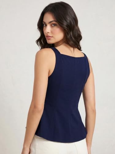 Image of Selvia Sleeveless Sweetheart Neck Peplum Tops for Women Western