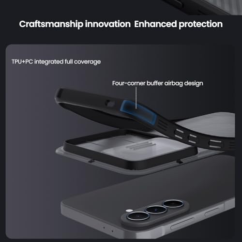 Image of Nilkin Classic Series for Samsung A37 Case with Camera Cover, [Camera Lens Protector] [Scratch-Resistant] [360 Full Protection] Shockproof Slim Phone Case (Transparent Black, A37)