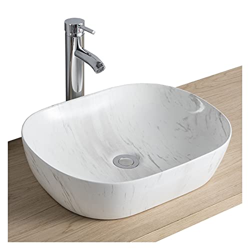 Vasque Salle de Bain à Poser en Céramique Imitation Marbre L46 x P37 VADIM