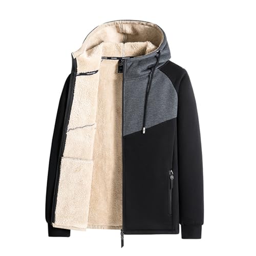 Men's Winter Fleece Lined Sherpa Jackets Big and Tall Hooded Warm Thick Sweatshirts Coats Outdoor Workout Plush Fuzzy Padded Jacket Full Zip Wool Zipper Military Tactical Coats