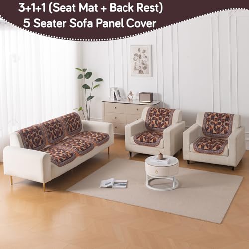 Image of HOKIPO HeavenHue Sofa Cover 5 Seater Panel Set 3+1+1, Rustic Mosaic
