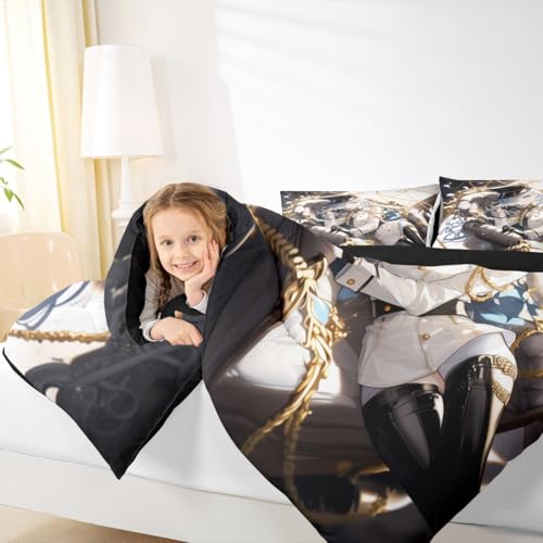 Image of Erosebridal 3D Anime Uniform Girl Full Size Comforter Sets,Japanese Style Cartoon Bedding for Boys Girls Teen Cute Kawaii Room Decor, Sailor Suit Duvet Set Anime Cyber Retrofuturism Homebody Quilt