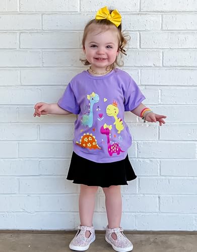 Toddler Girls Clothes T-Shirt Short Sleeve Graphic Tee Cartoon Dinosaur 2-6T Girl Shirt Summer3