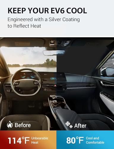 Image of Proadsy for Kia EV6 2023 2024 2025 2026 Windshield Sun Shade 4-Layer Foldable Front Sunshade Protector Sun Visor Blocks UV Rays Keep Car Cooler