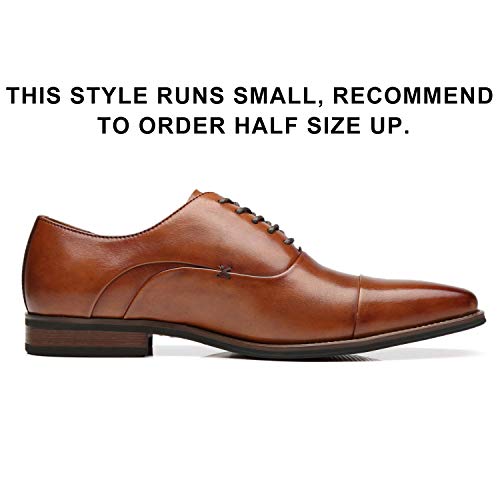Image of Men's Cap Toe Lace up Oxford Dress Shoes Posh-1-tan