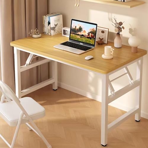 HDOFM 31.5 Inch Folding Table，Square Folding Desks for Small Space,Small Foldable Desk No Assembly,Teak.