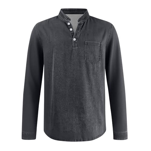 Henley Shirts for Men Long Sleeve Mokaloha Mens Shirts V Neck Button Down Vintage Washed Distressed Sweatshirts2