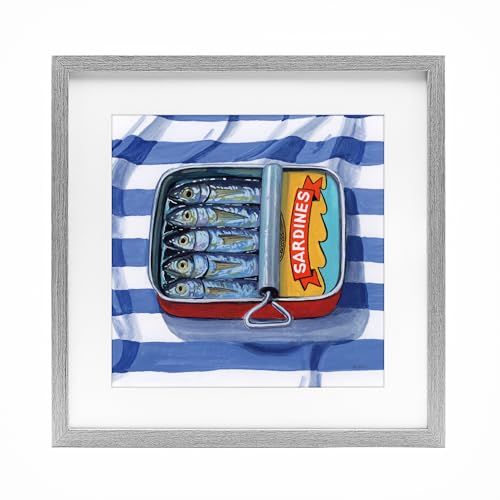 Stupell Industries 'Sirines On Striped Cloth'�A�t���[���v�����g�A���_�[�K���X���A�O���[�A33 x 13�C���`�A�|���₷�����A�č����A�P�C�g�E�W���[���B�b�N�E�o�[�`��
