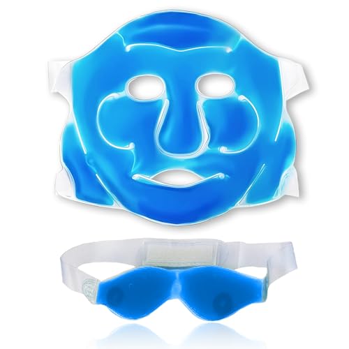 Image of Aqua Ice Face & Eye Cooling Gel Mask and Aloe Vera Gel Mask Ice Pack for Face and Eye Patches Remove Dark Circles, Fatigue Cool Eyes Patch Pads Eye Care | Facial Skin Refresh Face Mask for Hot & Cold Therapy (Blue Face Mask, Blue Magnetic Eye Mask)