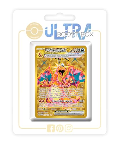 Dracaufeu ex 228/197 Teracristal Secrète Gold - Myboost X Écarlate et Violet 3 Flammes Obsidiennes - Coffret de 10 Cartes Pokémon Françaises