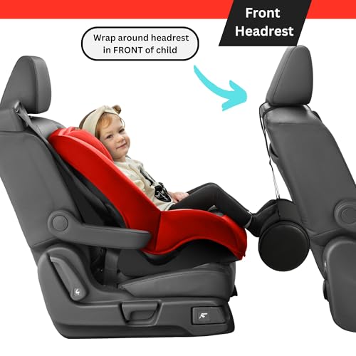 SWANOO Car Foot Rest with Extra Long Straps - Adjusts to Any Carseat or Toodlers Booster Seat - Black Leather Leg Rest for Kids