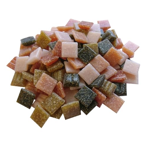 Zimasi Glasmosaik 900 g – Glassteine zum Basteln & DIY in Naturtönen – Bastelset mit Mosaiksteinen für Erwachsene & Kinder– Robuste Mosaiksteine für kreative Projekte [ca. 1350 Stück, 1x1 cm] Naturmix