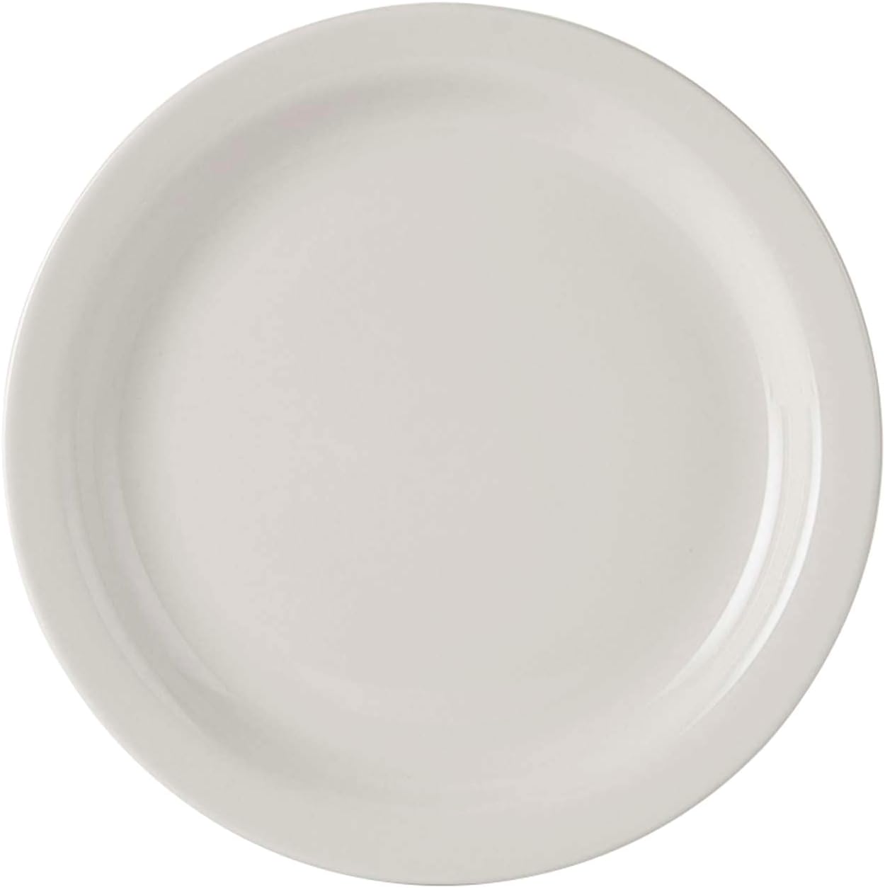 Tuxton China TNR-016 Plate, 10-1/2" Diameter, Round, Narrow Rim, Microwave and Dishwasher Safe, Oven Proof, Fully Vitrified, Ceramic, TuxCare, Healthcare, Nevada, Pack of 12