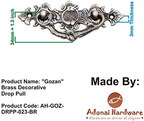 Adonai Hardware Gozan Brass Decorative Drop Pull (Supplied as 4 Pieces per Pack)