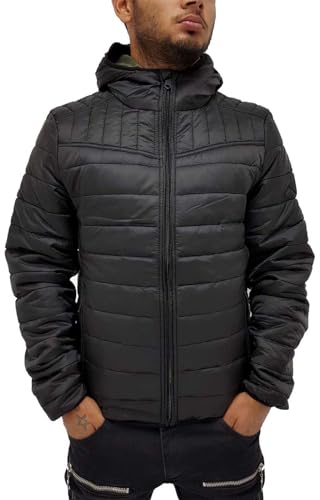 Veste matelassée à capuche homme Threadbare Urban noire pour affronter le froid citadin