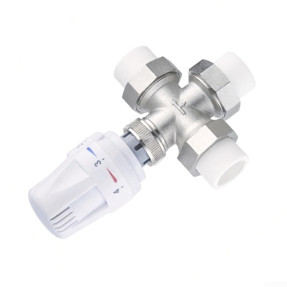 Válvula Termostática de Radiador 3 Vías para latón Control Temperatura Agua Para Calefacción Hogar 12x8x5cm(DN25)