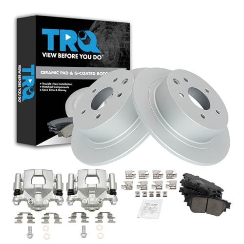 Image of TRQ Rear Brake Pad & Rotor Kit Ceramic Premium G-Coated Compatible with 2019-2021 Nissan Altima