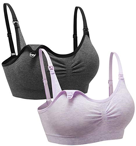 Suekaphin 2PACK Nursing Maternity Bra for Pregnancy Women Breastfeeding Comfortable Sleeping with Extenders,Sort Cc-c,Small