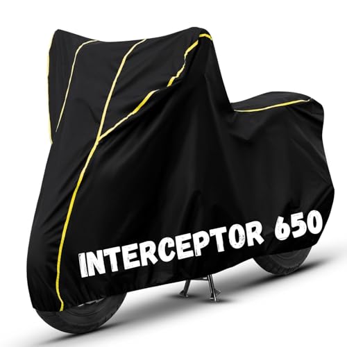 Image of Bike Cover for Interceptor 650 100% Waterproof, Dustproof & Scratch Resistant| Fully Bottom Elastic UV Resistant Heavy Duty Body Cover | All Weather Outdoor Use
