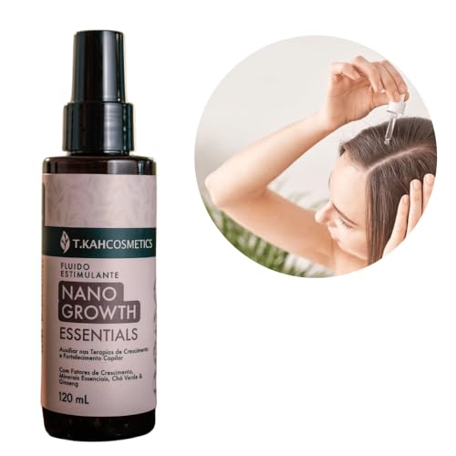 T.KAH COSMETICS Fluído Estimulante Nanogrowth 120 mL Ouro Unissex-Adultos para Cabelo Frágil com Afi