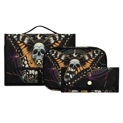 MNSRUU Toiletry Bag Mysterious Skull Horoscope Hanging Makeup Bag for Toiletries 3 PCS Travel Toiletry Organizer Bags Portable Clear Toiletry Kit