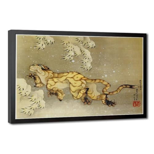 Toile tigre dans la neige Hokusai pour sublimer votre décoration de bureau et de salon