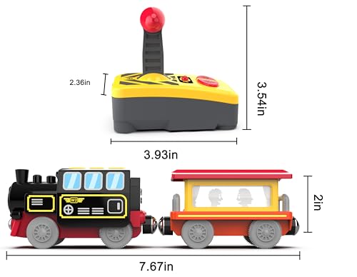 Motorized Train for Wooden Track, Remote Control Train with Magnetic Connection, Battery Operated Locomotive Train for Toddlers, Compatible with Thomas, Brio, Chuggington - Image 3