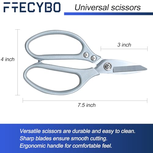 Image of Leather Scissors, All metal Scissors, Heavy Duty Scissors Short Blades Effortless Cutting - Large Comfortable Shears for Crafting, Sewing Fabric, Leather, Cotton, Cloth