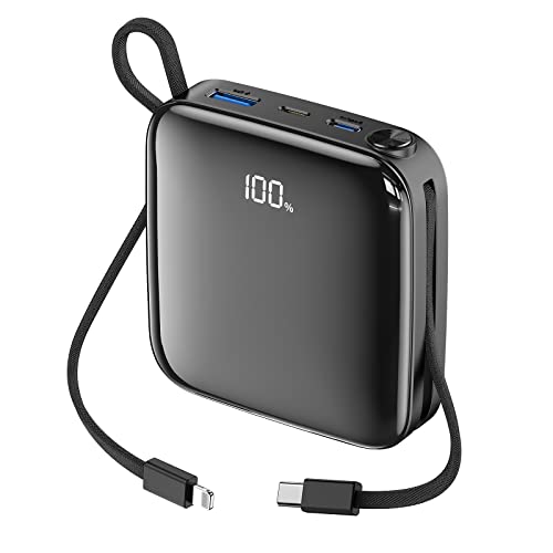 Portable Charger 20000Mah - 22.5W Pd20W Usb C Power Bank Fast Charging With Built-In Cables Lanyard 2In1, Led Display External Battery Pack With 4 Output 2 Input Charing Bank For Iphone, Samsung. #TOP16