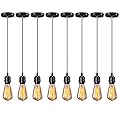Elibbren Industrial Mini Pendant Light Kit E26 E27 Base Edison Vintage Style Black Cord Hanging Light Fixture with UL Lamp Holder for Kitchen Bedroom Home Corridor Studio Office 8 Pack