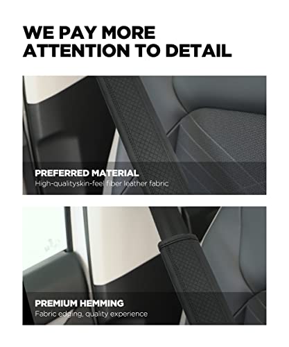 Yakefly 2Pcs Leather Seat Belt Covers, Breathable Leather Car Seat Belt Cover,Comfortable Soft Shoulder Strap Covers Harness Pads To Protect The Shoulder And Neck,Seatbelt Covers Cushion (Black) #TOP2