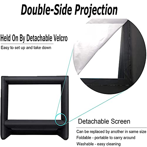 Image of 24 Feet Inflatable Projector Movie Screen Outdoor Indoor, Portable Blow Up Cinema Projection Screen, with Air Blower, Tie-Downs and Storage Bag, for Backyard Pool Party Movie Nights