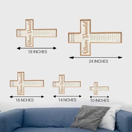 Image of Godashop Personalized Baptism Cross Wood Sign, Wooden Sign Baptism Gifts For Baby, Christening Gifts Crosses for children, Baptized Cross Sign, Dedication Gift - A5