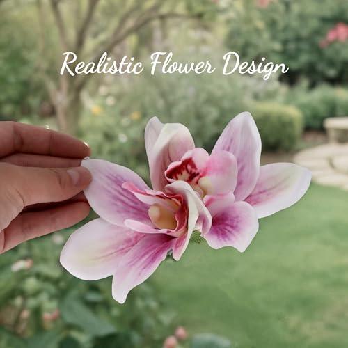 2 Piezas Pinzas de Pelo Florales Rosadas Clip de Orquídea y Plumeria para Niñas miniatura 3