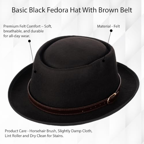 Image of The Tie Hub Fedora Hat for Men & Women|Wide Brim Felt, Sun hat, Beach Hat, Summer Hat, Party hat, Stylish hat