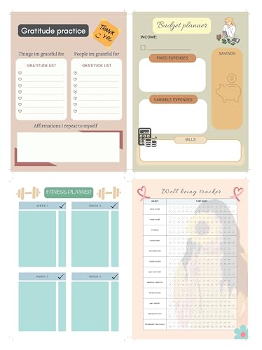 Image of KAANUKA A5 Notebook, 172 Pages, 80 GSM, Ruled, Themed Journals, Diary for Girls and Women, Notebook For Home, Office And Personal Diary With Trackers, Best For Gifting
