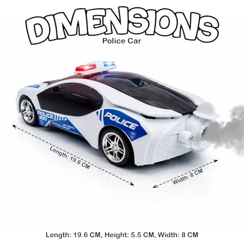 Image of SMARTBOY Remote Control Car for Kids - RC Police Smoke Racing Toy, USB Rechargeable, LED Lights Siren Sound, Mist Spray Effect, Anti Skid Rubber Tires, High Speed for Boys & Girls 4+Years (6886 Blue)