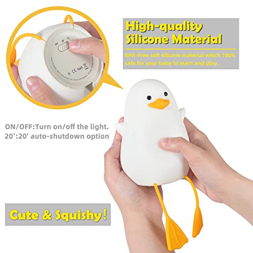 Lampeez Cute Duck Baby Nursery Lamp Night Light For Kids Bedside Lamp Led Light Timer Setting Dimming Table Lamp Bedside Usb Charging Nursing/Breastfeeding Safety Abs + Silicon Birth Celebration #TOP5
