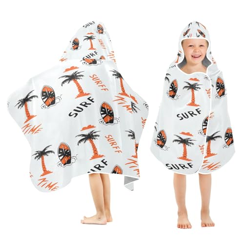 Kigai Surf Time Kids Hooded Towel, 24x50 in Bath/Pool/Beach Soft Absorbent Hooded Towel Wrap for Toddler Kids