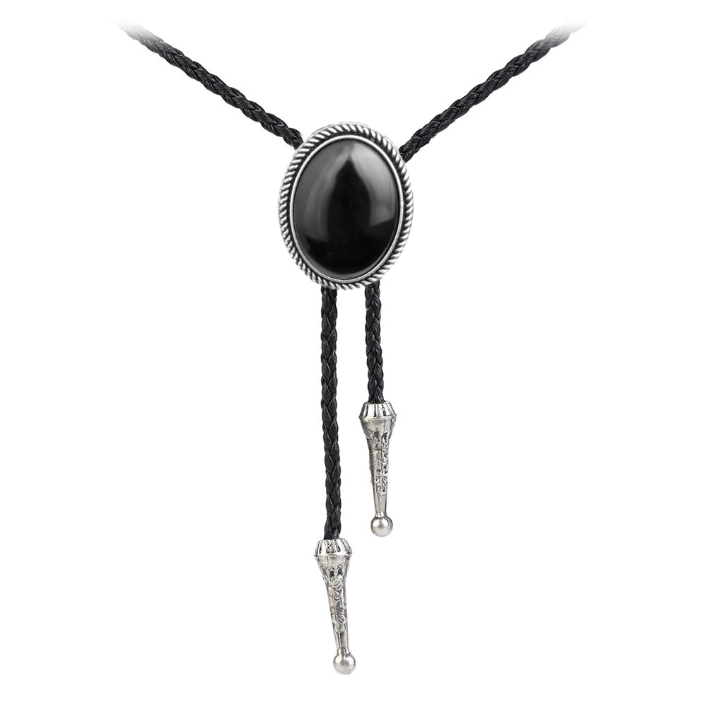 Joxevyia Bolo Tie for Men Vintage Cow Skull Leather Rope Western Cowboy Necktie Vintage Bola Tie Gift for Him