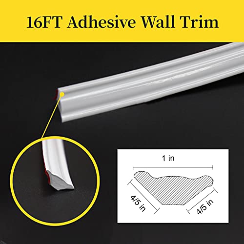 Flexible Wall Molding Trim, Peel and Stick Caulk Strip for Wall Corner,Floor,Ceiling,Tile Edge(White)