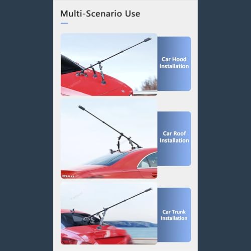 Support triple ventouse voiture anti-chute avec perche 112cm pour vitres